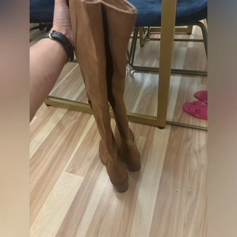 Seychelles Gifted Cognac Suede Leather Over-The-Knee Boots Size 7.5 New